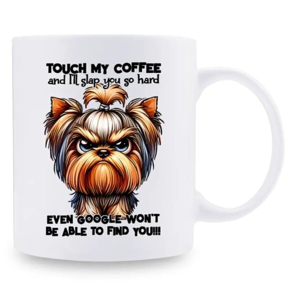 15 Oz. Cute Yorkie "Don't Touch My Coffee" Ceramic Coffee Mugs - Picture 4 of 6
